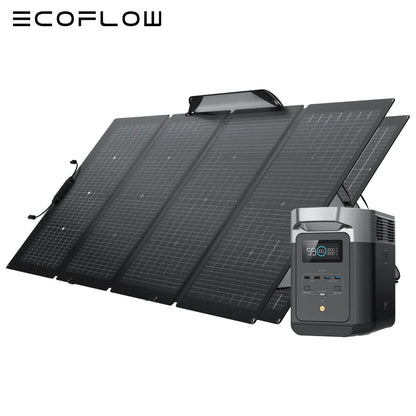 ECOFLOW DELTA 2 LiFePO4 Power Station 2400W Max with 220W Portable Solar Panel