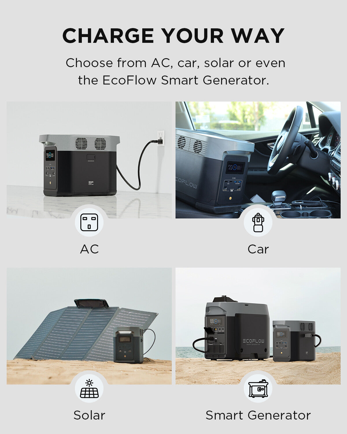ECOFLOW DELTA 2 Portable Power Station 1024Wh LFP Solar Battery X-boost 2400W