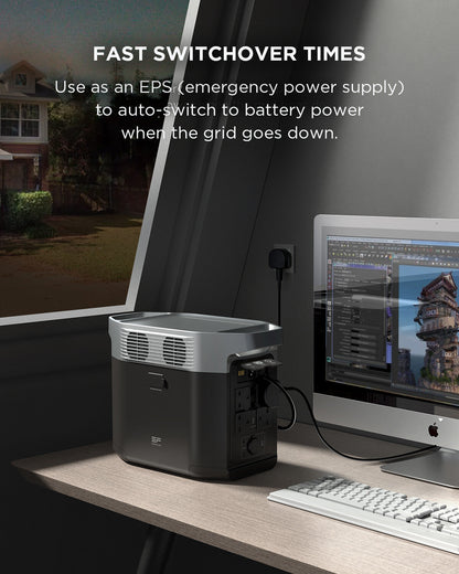 ECOFLOW DELTA 2 Portable LFP Power Station 1024Wh X-boost 2400W Solar Generator